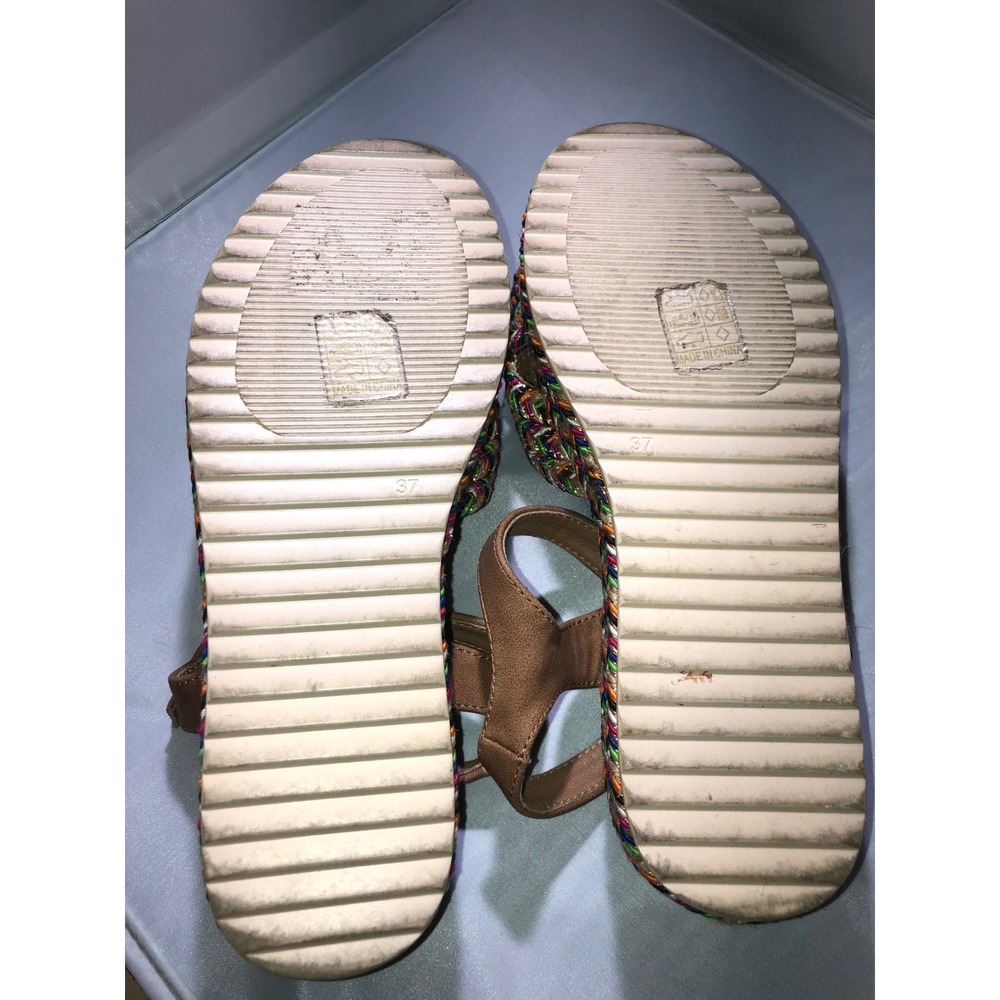 Patrizia by Spring Step Rocking Multi Color Woven Platform Sandals Tan Size 37 - Picture 8 of 9